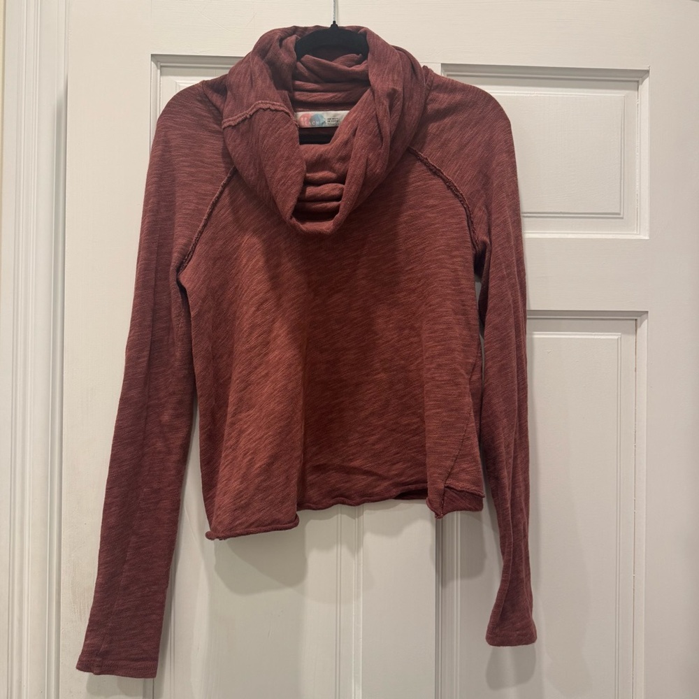 Free People Beach Cocoon Cowl Neck Pullover Terracotta Slouchy Boho Sweater S